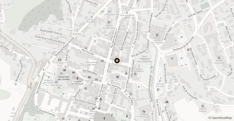 Plan d'accès : le cabinet se situe 8 rue Tourville, dans le centre de Coutances